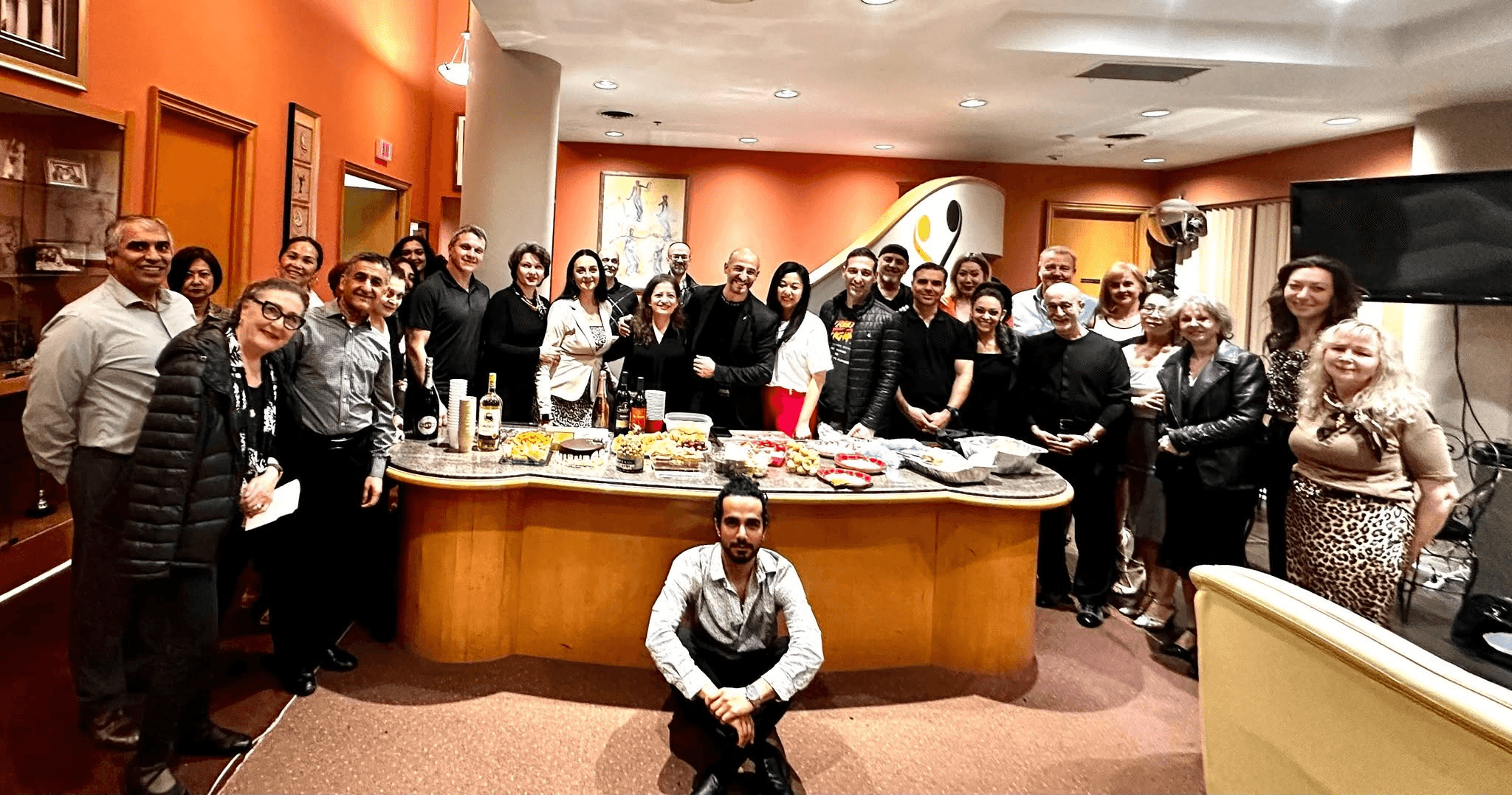 Tango Pi dancers and friends gathered at a community celebration